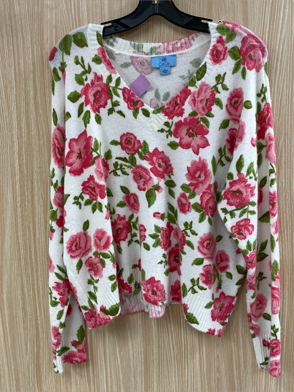 cece white floral sweater size large